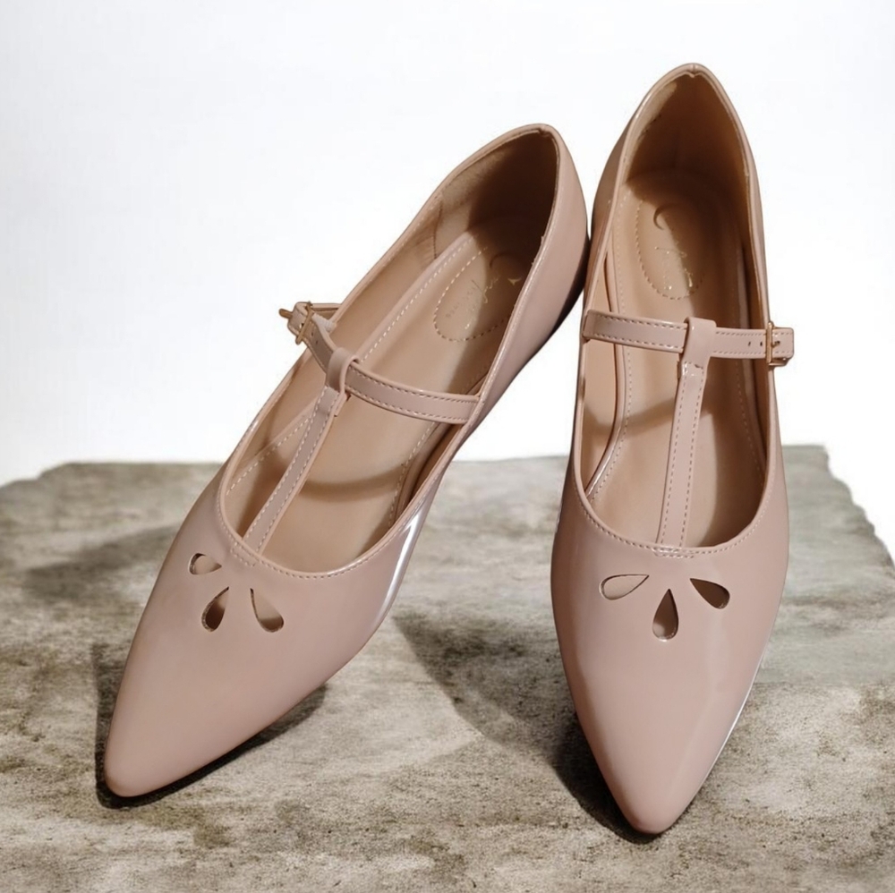 🍑C EST 1946 WOMENS T-STRAP FLAT HEELS - Picture 2 of 5